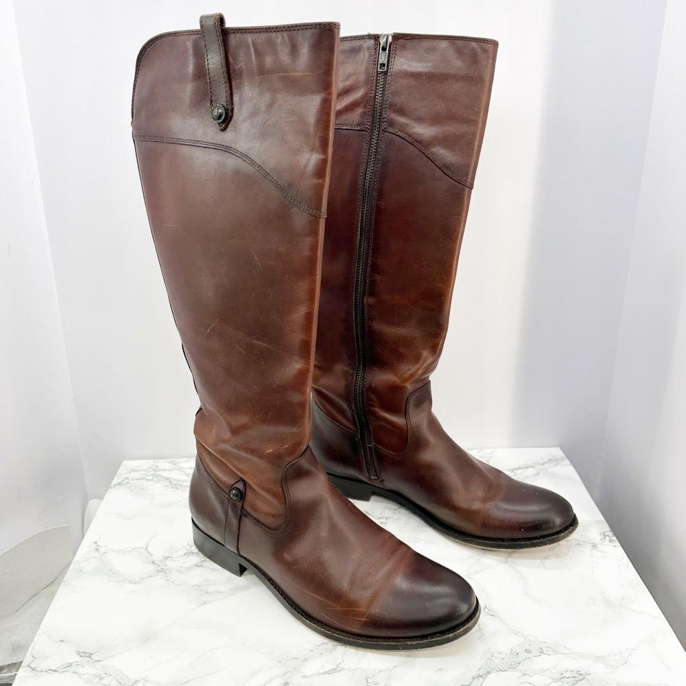 Frye Melissa Button Tall Riding Boots Womens 9.5 Dark Brown Leather 3470110